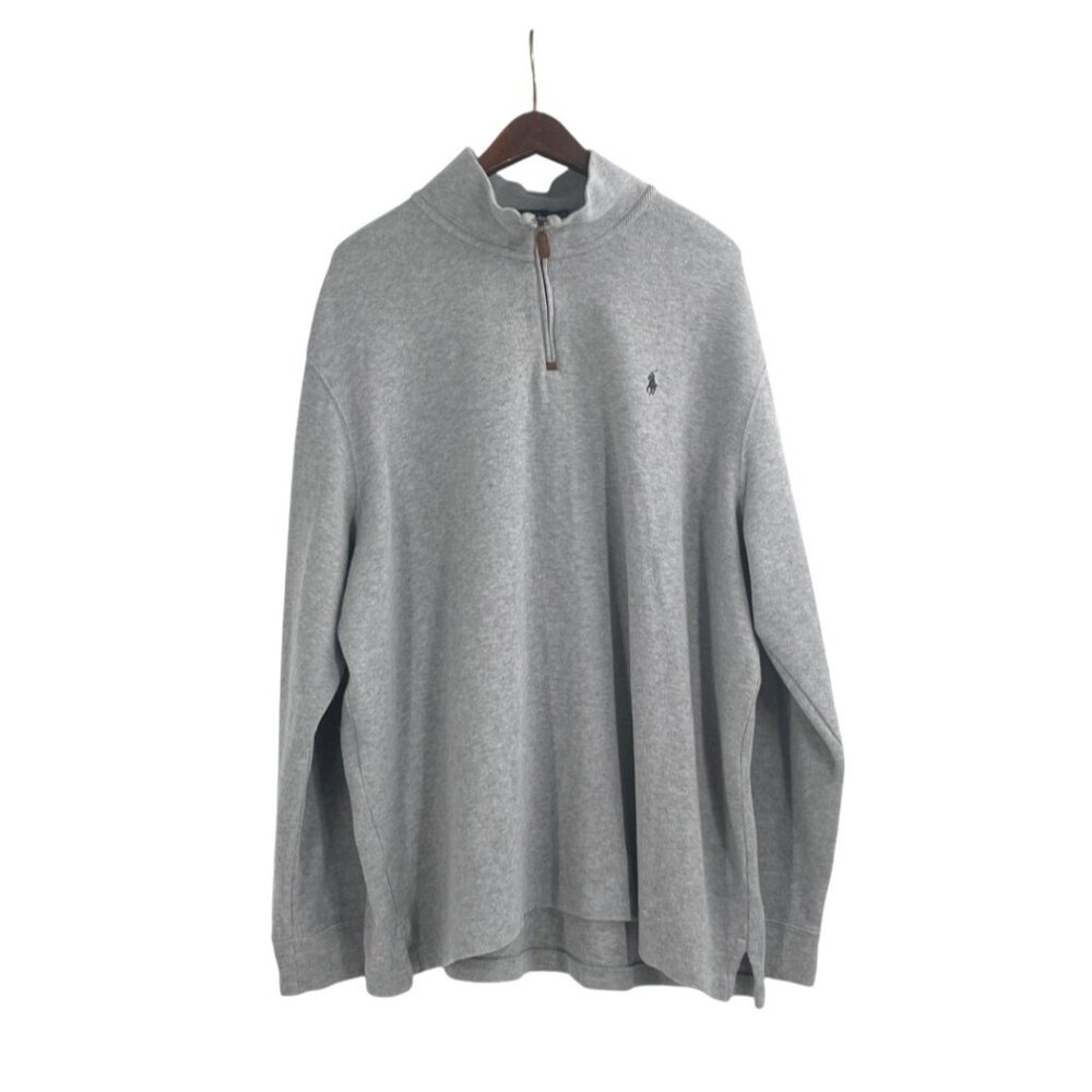 Polo Ralph Lauren Mens XXL Gray Half-Zip Pullover Sweater 100% Cotton Classic
